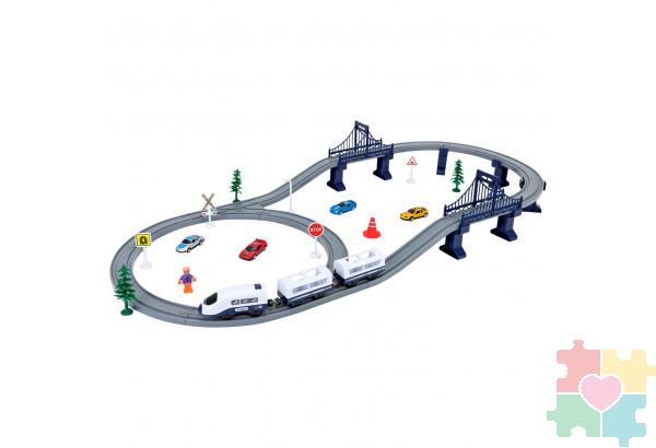 Железная дорога для детей "Мой город, 64 предмета", на батарейках