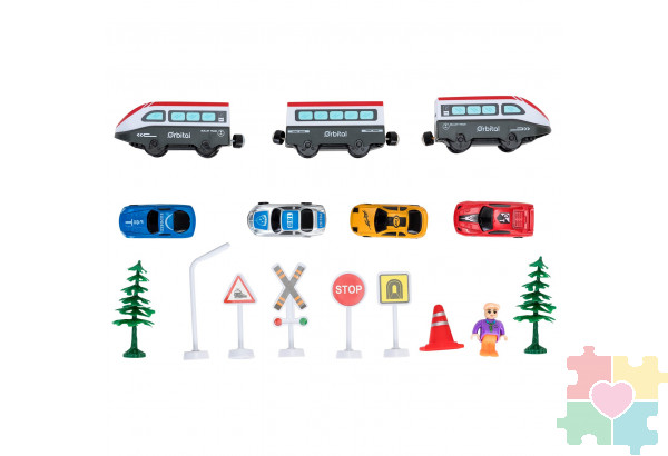 Железная дорога для детей "Мой город, 67 предметов", на батарейках