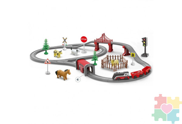 Железная дорога для детей "Мой город, 72 предмета", на батарейках озвученная