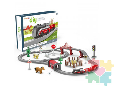 Железная дорога для детей "Мой город, 72 предмета", на батарейках озвученная