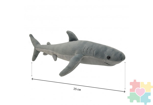 Мягкая игрушка Большая белая акула, 25 см