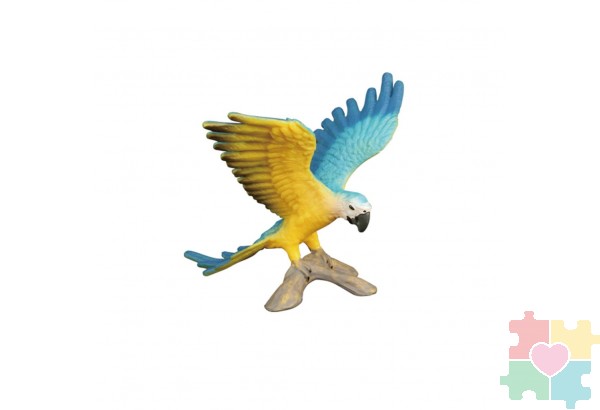 Фигурка игрушка серии "Мир диких животных": птица Попугай Сине-желтый Ара