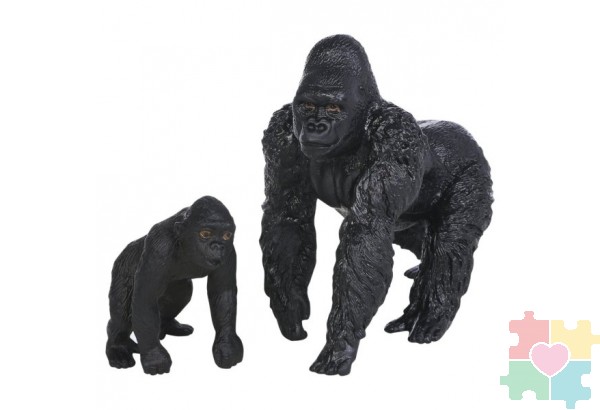 Набор фигурок животных серии "Мир диких животных": Семья горилл, 2 предмета (горилла папа и детеныш)