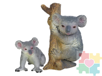 Набор фигурок животных серии "Мир диких животных": Семья коал, 2 предмета (коала на дереве и джои)