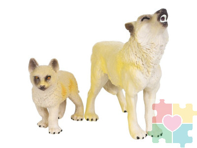 Набор фигурок животных серии "Мир диких животных": Семья полярных волков, 2 предмета (волк и волчонок)