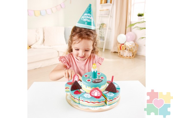 Торт игрушка "Счастливого дня рождения", 15 предметов наборе, свет, звук