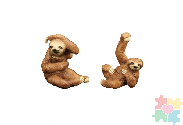 Набор фигурок животных серии "Мир диких животных": Семья ленивцев, 2 предмета