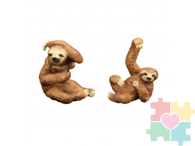 Набор фигурок животных серии "Мир диких животных": Семья ленивцев, 2 предмета