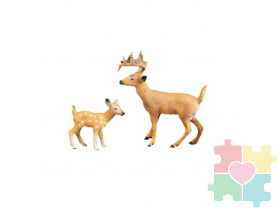 Набор фигурок животных серии "Мир диких животных": Семья оленей, 2 предмета (олениха и олененок)