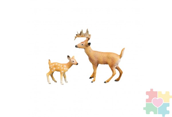 Набор фигурок животных серии "Мир диких животных": Семья оленей, 2 предмета (олениха и олененок)