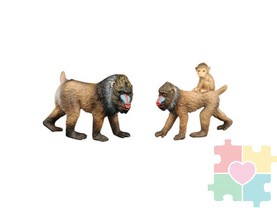 Набор фигурок животных серии "Мир диких животных": Семья обезьян мандрил, 2 предмета