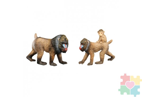 Набор фигурок животных серии "Мир диких животных": Семья обезьян мандрил, 2 предмета