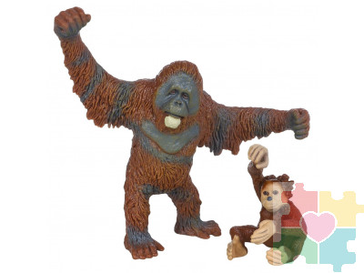 Набор фигурок животных серии "Мир диких животных": Семья орангутанов, 2 предмета (орангутан папа и детеныш)