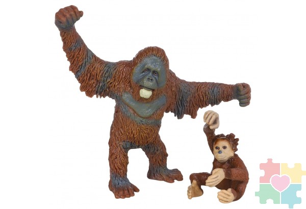 Набор фигурок животных серии "Мир диких животных": Семья орангутанов, 2 предмета (орангутан папа и детеныш)