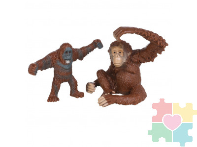 Набор фигурок животных серии "Мир диких животных": Семья орангутанов, 2 предмета (орангутан мама и детеныш)
