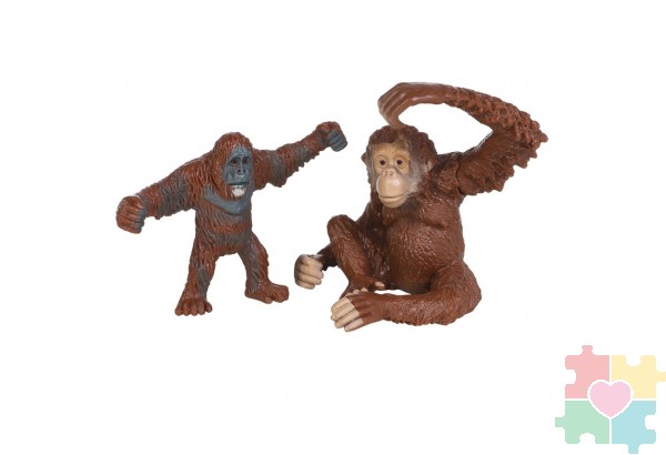Набор фигурок животных серии "Мир диких животных": Семья орангутанов, 2 предмета (орангутан мама и детеныш)