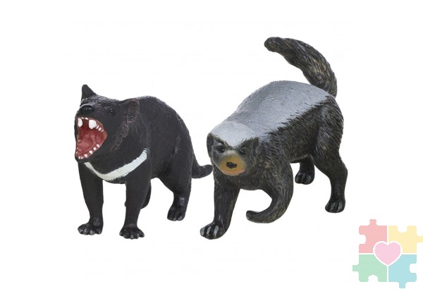 Набор фигурок животных серии "Мир диких животных": Тасманский дьявол и барсук медоед