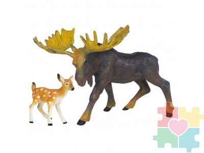 Набор фигурок животных серии "Мир диких животных": Семья оленей, 2 предмета (олень и олененок)