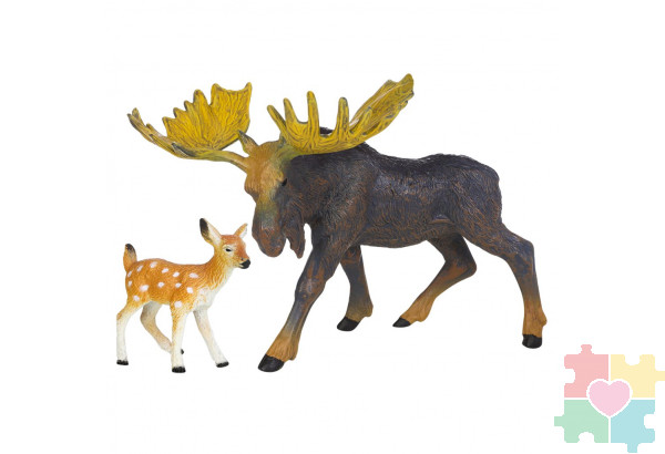 Набор фигурок животных серии "Мир диких животных": Семья оленей, 2 предмета (олень и олененок)