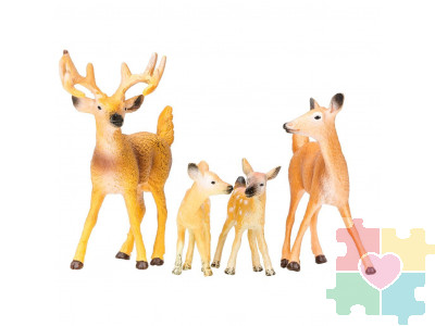 Набор фигурок животных серии "Мир диких животных": Семья оленей, 4 предмета