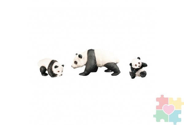 Набор фигурок животных серии "Мир диких животных": Семья панд, 3предмета (панда мама и 2 детеныша)