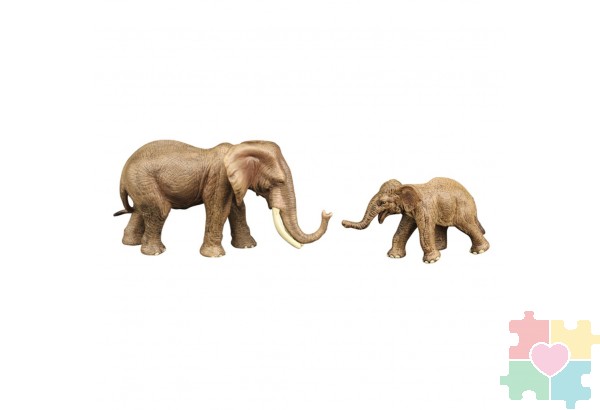 Набор фигурок животных серии "Мир диких животных": Семья слонов, 2 предмета (слон и слоненок)