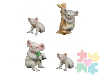 Набор фигурок животных серии "Мир диких животных": Семья коал, 4 предмета (2 коалы и 2 детеныша)