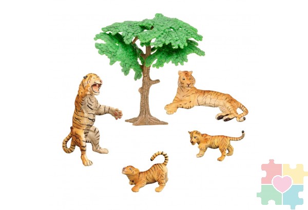 Набор фигурок животных серии "Мир диких животных": Семья тигров, 5 предметов