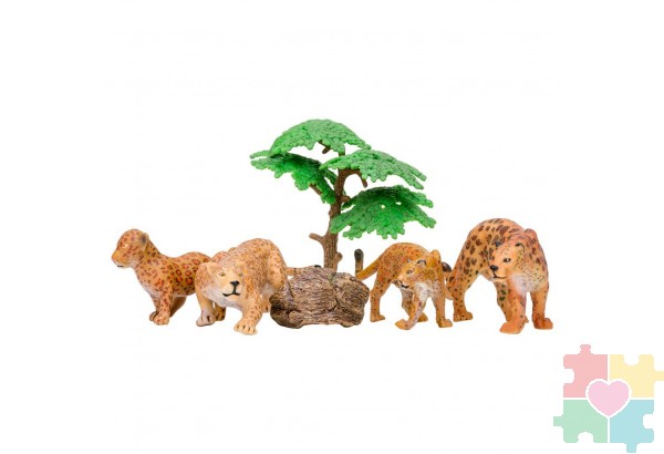 Набор фигурок животных серии "Мир диких животных": Семья ягуаров, 6 предметов