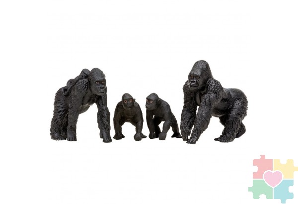 Набор фигурок животных серии "Мир диких животных": Семья горилл, 4 предмета