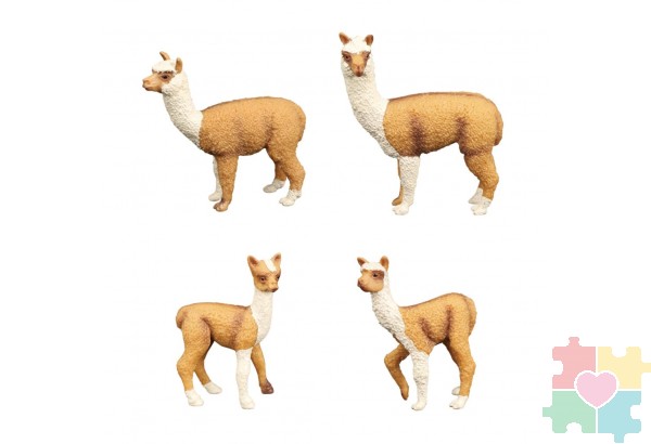 Набор фигурок животных серии "Мир диких животных": Семья лам, 4 предмета (2 ламы и 2 детеныша)