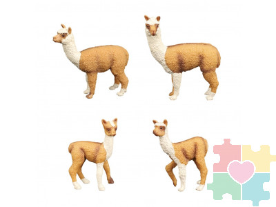 Набор фигурок животных серии "Мир диких животных": Семья лам, 4 предмета (2 ламы и 2 детеныша)