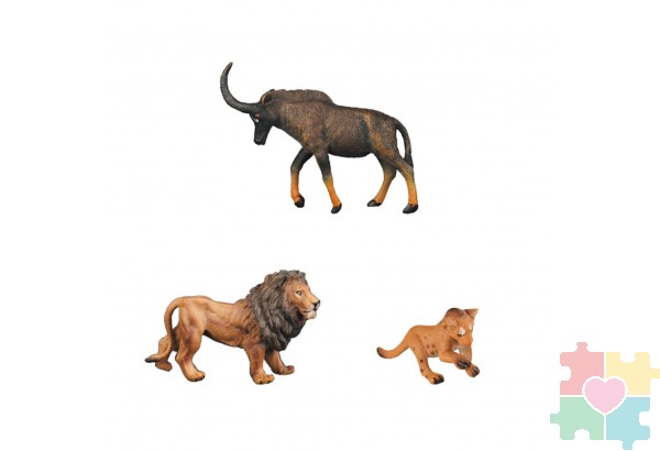 Набор фигурок животных серии "Мир диких животных": лев, львенок, антилопа (набор из 3фигурок)