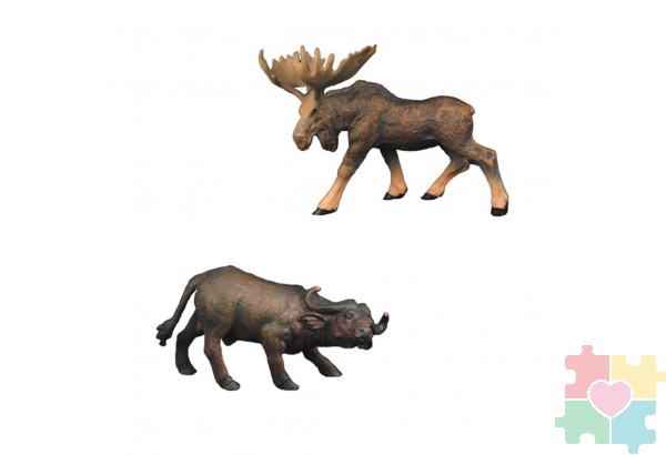 Набор фигурок животных серии "Мир диких животных": Буйвол и лось, 2 предмета