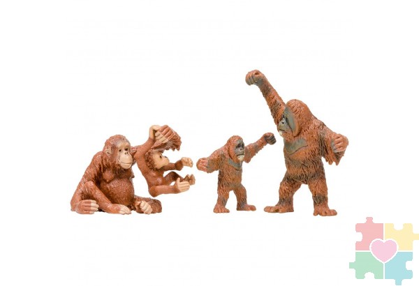 Набор фигурок животных серии "Мир диких животных": Семья орангутангов, 4 предмета
