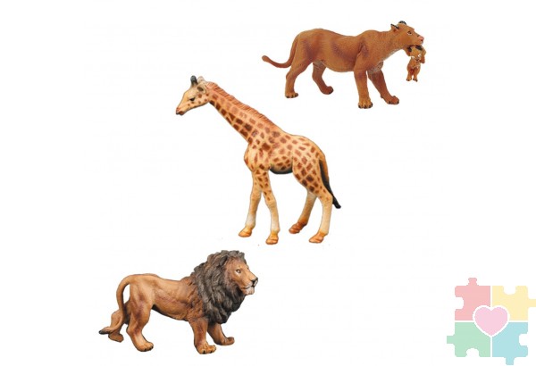Набор фигурок животных серии "Мир диких животных": львица, лев, жираф (набор из 3фигурок)