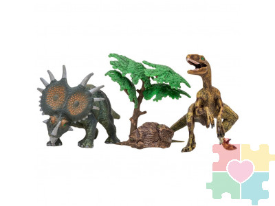 Динозавры и драконы для детей серии "Мир динозавров": велоцираптор, стиракозавр (набор фигурок из 4 предметов)