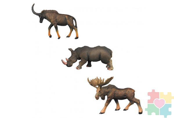 Набор фигурок животных серии "Мир диких животных": Антилопа, носорог, лось (набор из 3фигурок)