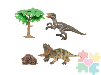 Динозавры и драконы для детей серии "Мир динозавров": трицератопс, троодон (набор фигурок из 4 предметов)