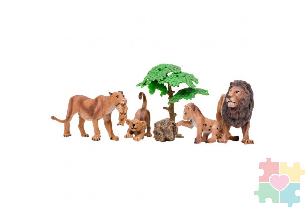 Набор фигурок животных серии "Мир диких животных": Семья львов, 6 предметов