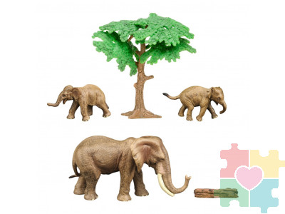 Набор фигурок животных серии "Мир диких животных": Семья слонов, 5 предметов