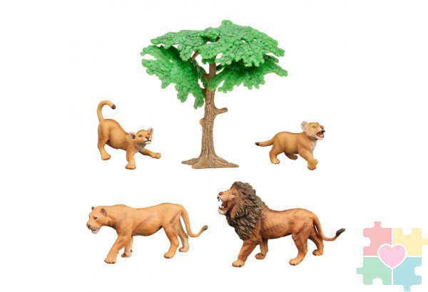 Набор фигурок животных серии "Мир диких животных": Семья львов, 5 предметов