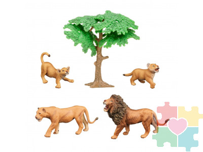 Набор фигурок животных серии "Мир диких животных": Семья львов, 5 предметов