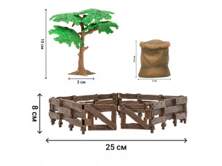 Игрушки фигурки в наборе серии "На ферме", 8 предметов (зоолог, семья оленей, дерево, ограждение-загон, инвентарь)