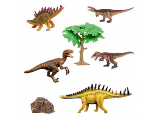 Динозавры и драконы для детей серии "Мир динозавров": стегозавр, акрокантозавр, велоцираптор, кентрозавр, тираннозавр (набор фигурок из 7 предметов)