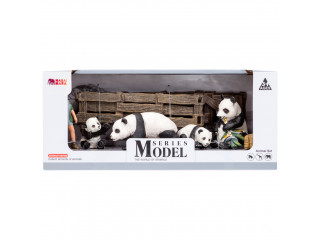 Игрушки фигурки в наборе серии "На ферме", 7 предметов (зоолог, семья панд, ограждение-загон, инвентарь)