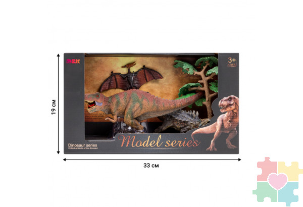 Динозавры и драконы для детей серии "Мир динозавров": птеродактиль, тираннозавр, анкилозавр (набор фигурок из 4 предметов)