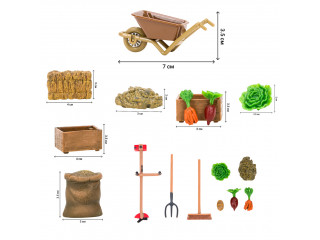 Набор фигурок животных серии "Мир лошадей": Конюшня игрушка, лошади, фермер, инвентарь - 16 предметов