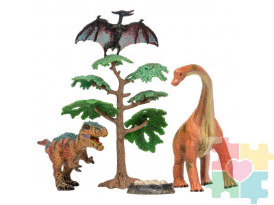Динозавры и драконы для детей серии "Мир динозавров": птеродактиль, тираннозавр, брахиозавр (набор фигурок из 5 предметов)