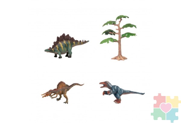 Динозавры и драконы для детей серии "Мир динозавров": стегозавр, троодон, спинозавр (набор фигурок из 5 предметов)